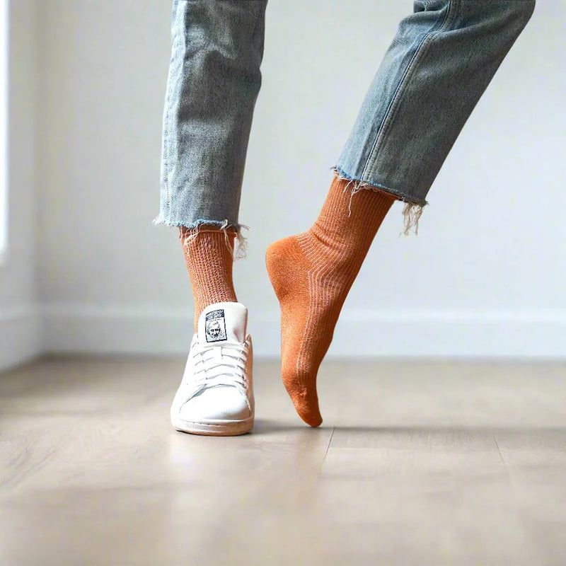 KLUE Glitter lurex socks terracotta women