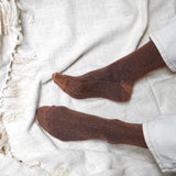 KLUE Glitter lurex socks camel brown women