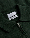 ROTHOLZ Polo zip jacket recycled wool green melange unisex