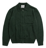 ROTHOLZ Polo zip jacket recycled wool green melange unisex