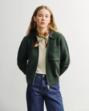 ROTHOLZ Polo zip jacket recycled wool green melange unisex