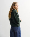 ROTHOLZ Polo zip jacket recycled wool green melange unisex