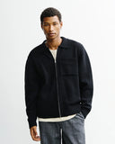 ROTHOLZ Polo zip jacket recycled wool true black unisex