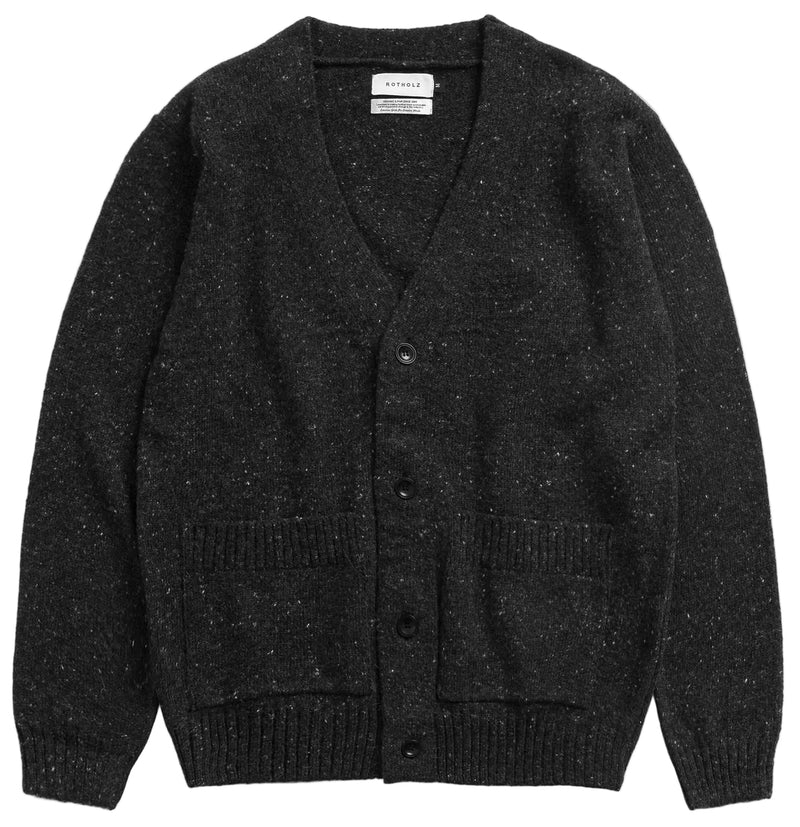 ROTHOLZ Knit cardigan speckled black unisex
