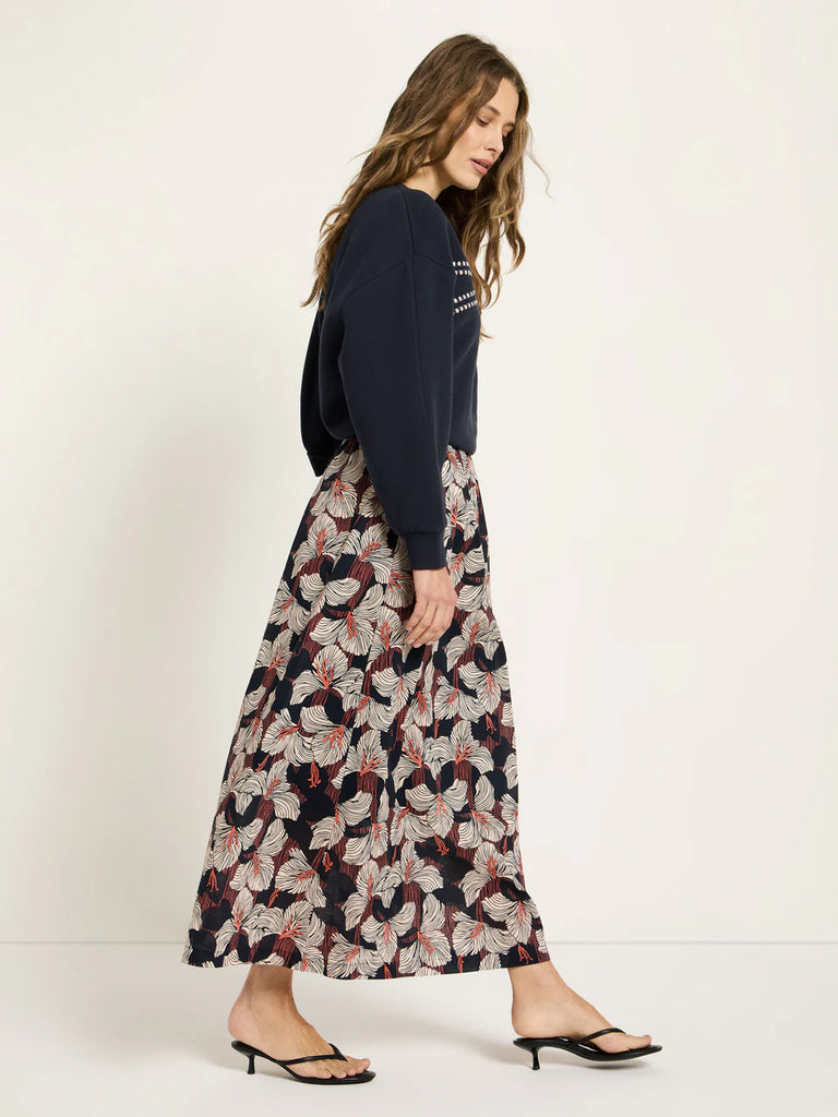 LANIUS 14700 Midi skirt 841 print bloom onyx women