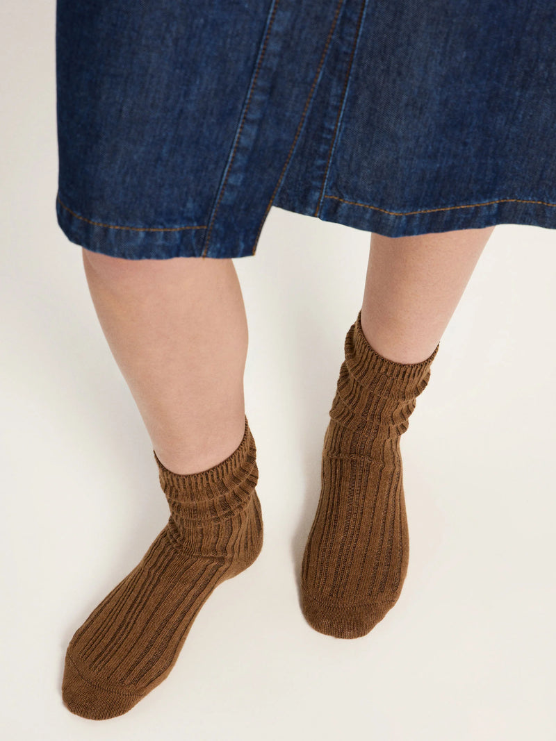 LANIUS 13761 Rib-knit socks 281 brown women
