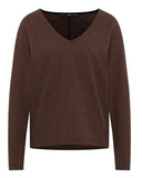 LANIUS 14495 V-neck striped top 969 black cinnamon women