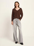 LANIUS 14495 V-neck striped top 969 black cinnamon women
