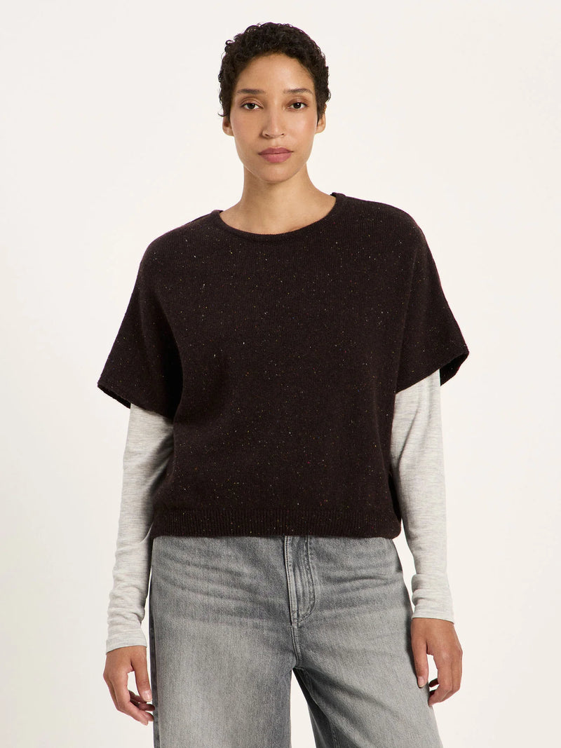 LANIUS 13363 Short sleeve knit top 291 chocolate tweed women