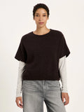 LANIUS 13363 Short sleeve knit top 291 chocolate tweed women