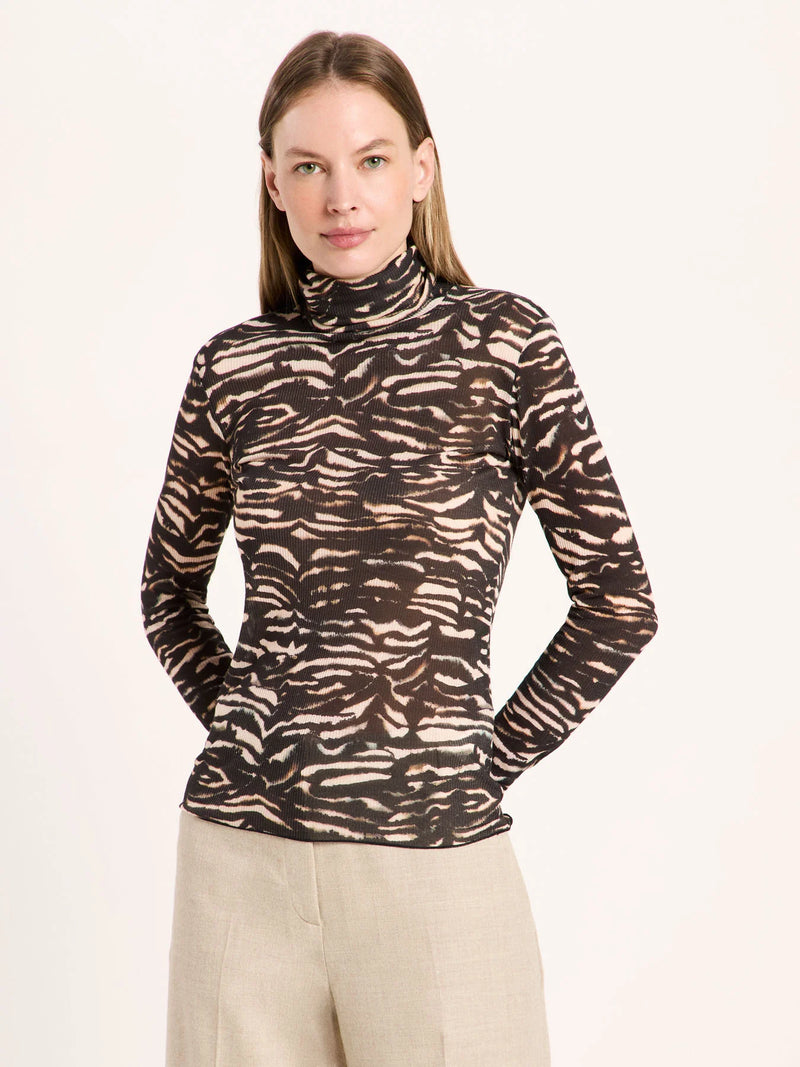 LANIUS 14764 Turtleneck top 851 print animal rose women
