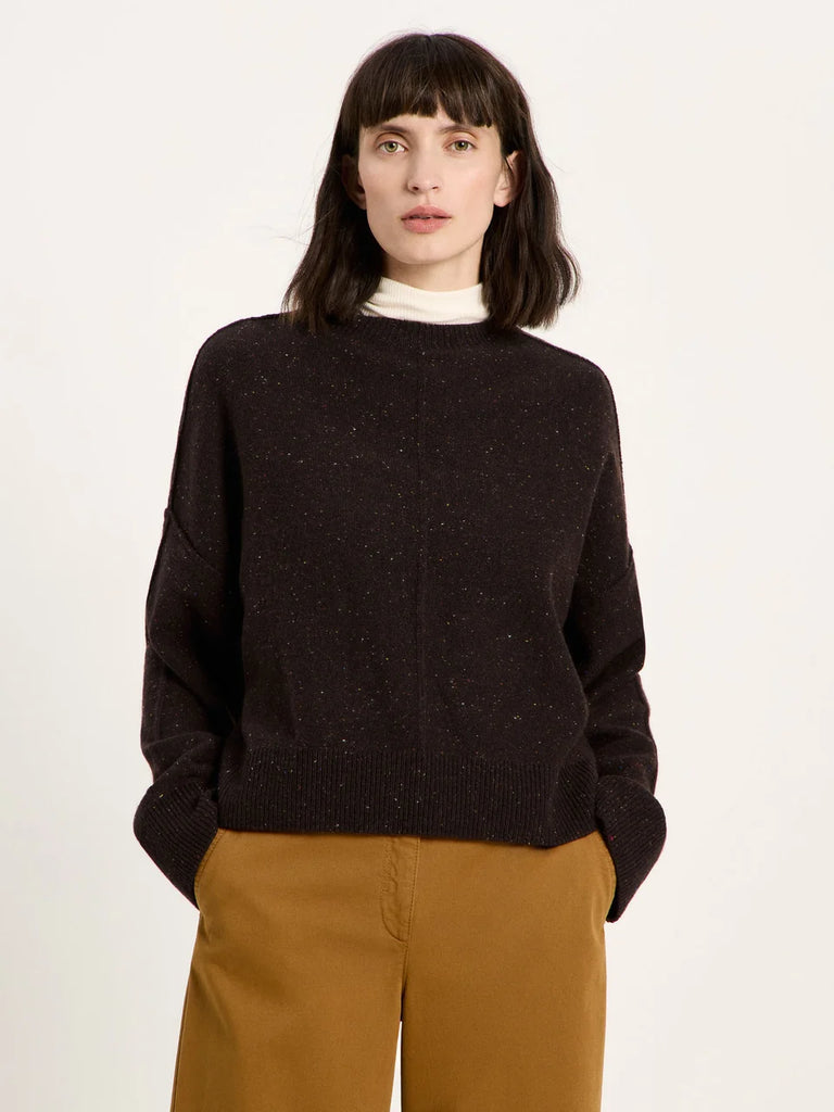 LANIUS 14784 Oversized round neck jumper 291 chocolate tweed women