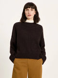 LANIUS 14784 Oversized round neck jumper 291 chocolate tweed women