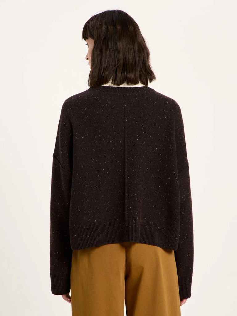 LANIUS 14784 Oversized round neck jumper 291 chocolate tweed women