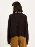 LANIUS 14784 Oversized round neck jumper 291 chocolate tweed women
