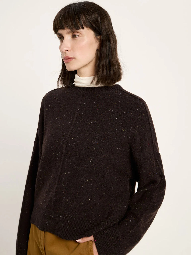 LANIUS 14784 Oversized round neck jumper 291 chocolate tweed women