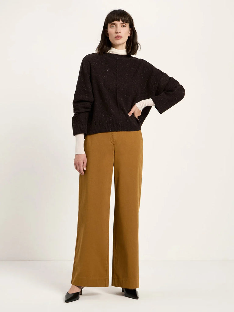 LANIUS 14784 Oversized round neck jumper 291 chocolate tweed women