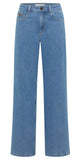 Light blue wide-leg denim jeans shown flat against a solid white background.