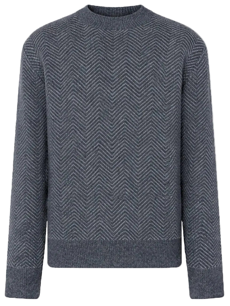 KCA 1080127 Lambswool jacquard jumper 1073 dark grey melange men