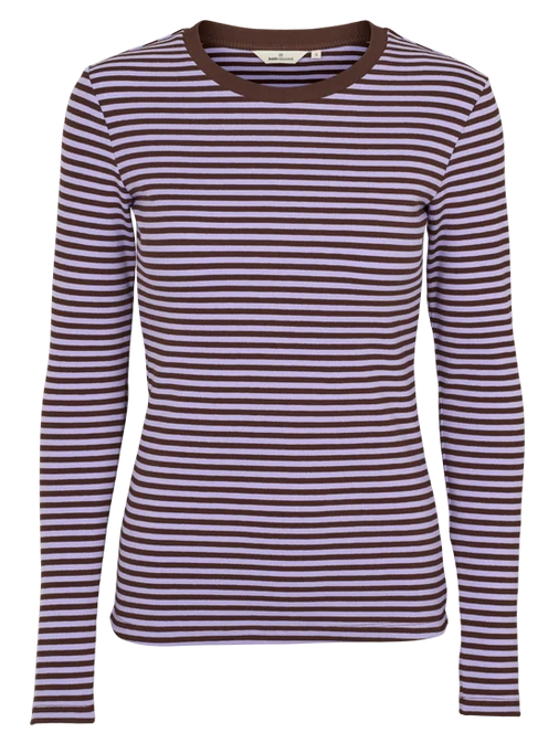 BASIC APPAREL Ludmilla BA146-01 LS tee violet tulip chicory coffee women