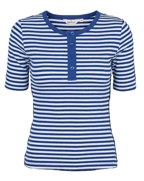 BASIC APPAREL Ludmilla SS stripe granddad BA146-33 sodalite blue whisper white 867 women