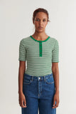 BASIC APPAREL Ludmilla SS stripe granddad BA146-33 abundant green whisper white 869 women