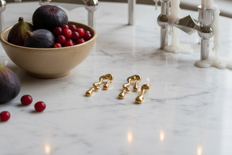 KLIMBIM Melt earrings gold
