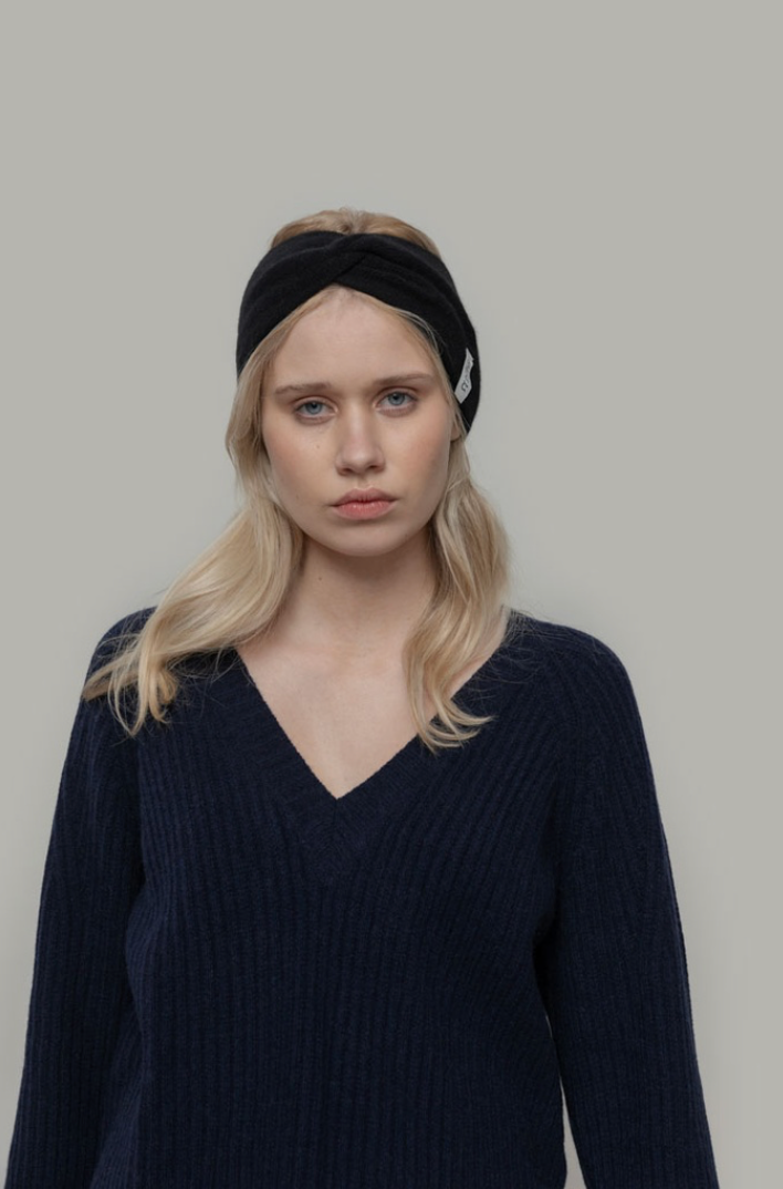 RIFO Nadia recycled cashmere headband black ardesia women