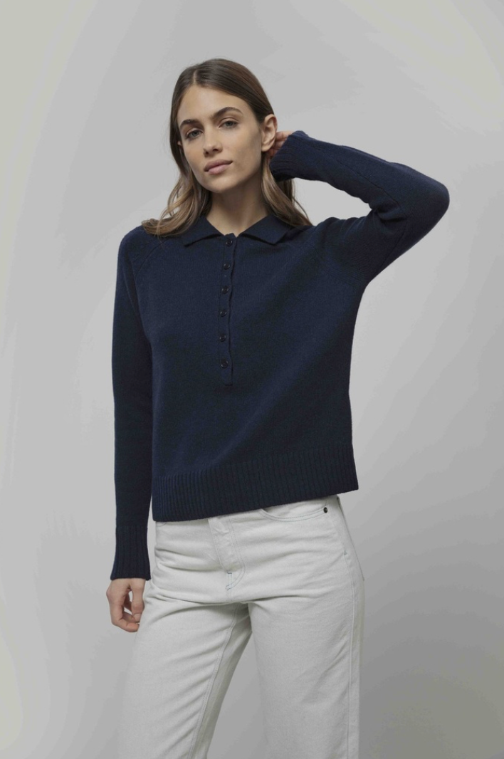 RIFO Demetra wool polo sweater blue mora women