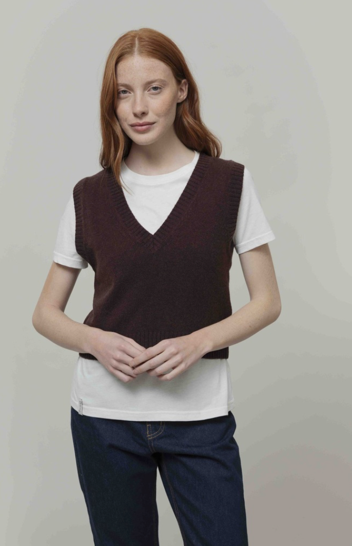 RIFO Melania wool vest brown caffe women