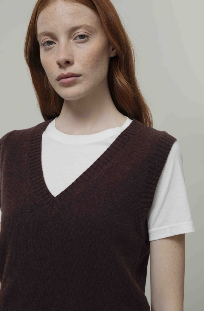 RIFO Melania wool vest brown caffe women