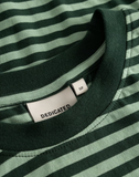 DEDICATED Vadstena stripe t-shirt dark green granite green women