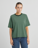 DEDICATED Vadstena stripe t-shirt dark green granite green women
