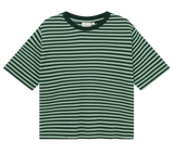 DEDICATED Vadstena stripe t-shirt dark green granite green women
