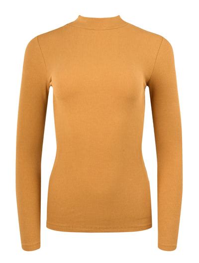 KCA 100076 Rib high neck long sleeved 1366 brown sugar women