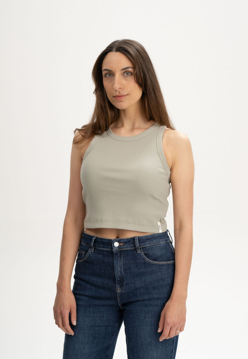 MELAWEAR Prisha cropped ribbed tank top dusty green women