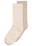 MELAWEAR Ribbed socks 2-pack cream blend birch blend unisex