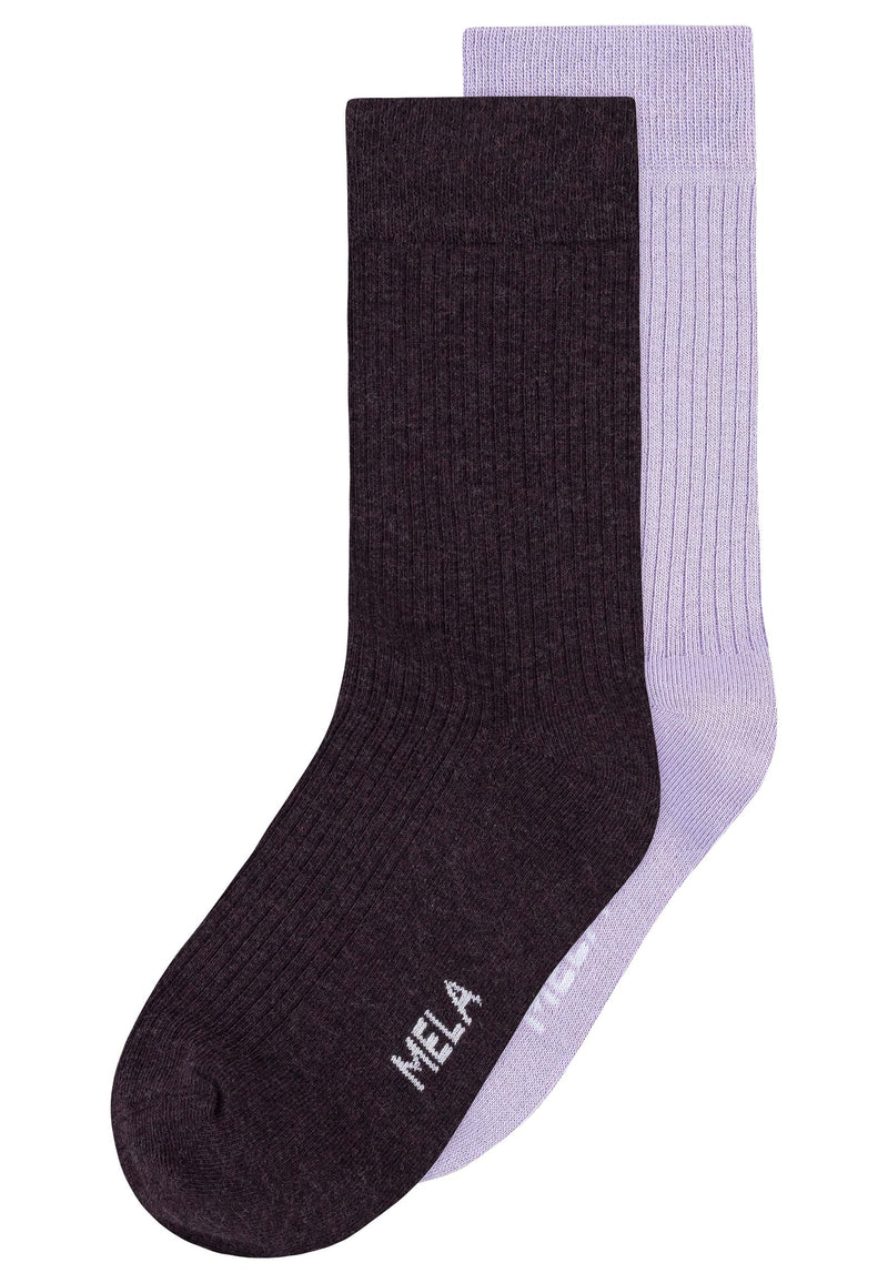 MELAWEAR Ribbed socks 2-pack elderberry blend crocus unisex