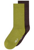 MELAWEAR Ribbed socks 2-pack seaweed dark brown unisex