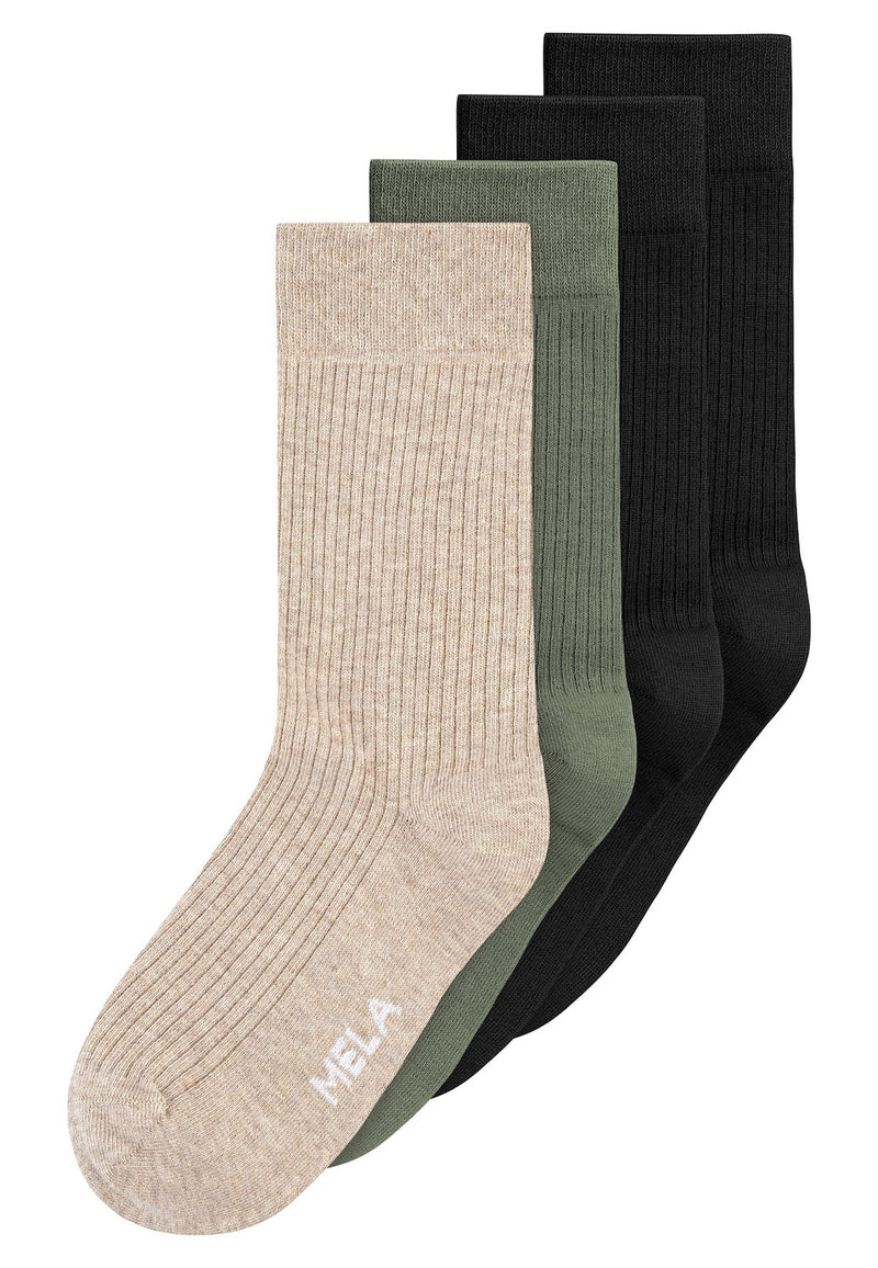 MELAWEAR Ribbed socks 4-pack mix natural dark unisex