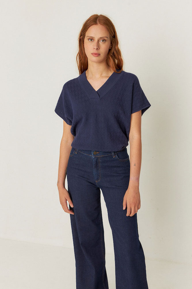 SKFK Garazi knit top B8 navy violet women