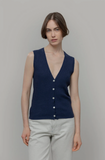 RIFO Lilia silk vest sapphire blue women