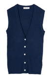 RIFO Lilia silk vest sapphire blue women