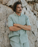 DEDICATED Falkvik waffle shirt iceberg green men