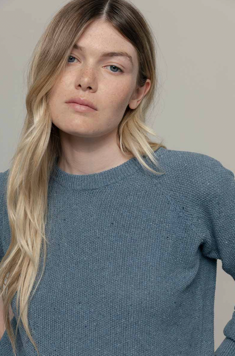 RIFO Alice recycled denim sweater atlantic blue women