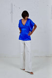 FAM THE LABEL Stella blouse electric blue women