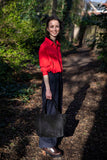 ANN KURZ Shoulder shopper bag suede mix black women