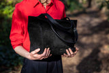 ANN KURZ Shoulder shopper bag suede mix black women