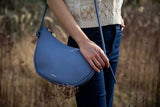 ANN KURZ Large half moon shoulder bag nappa azul women