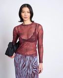 JAN 'N JUNE Dora mesh longsleeve top carmine curl women